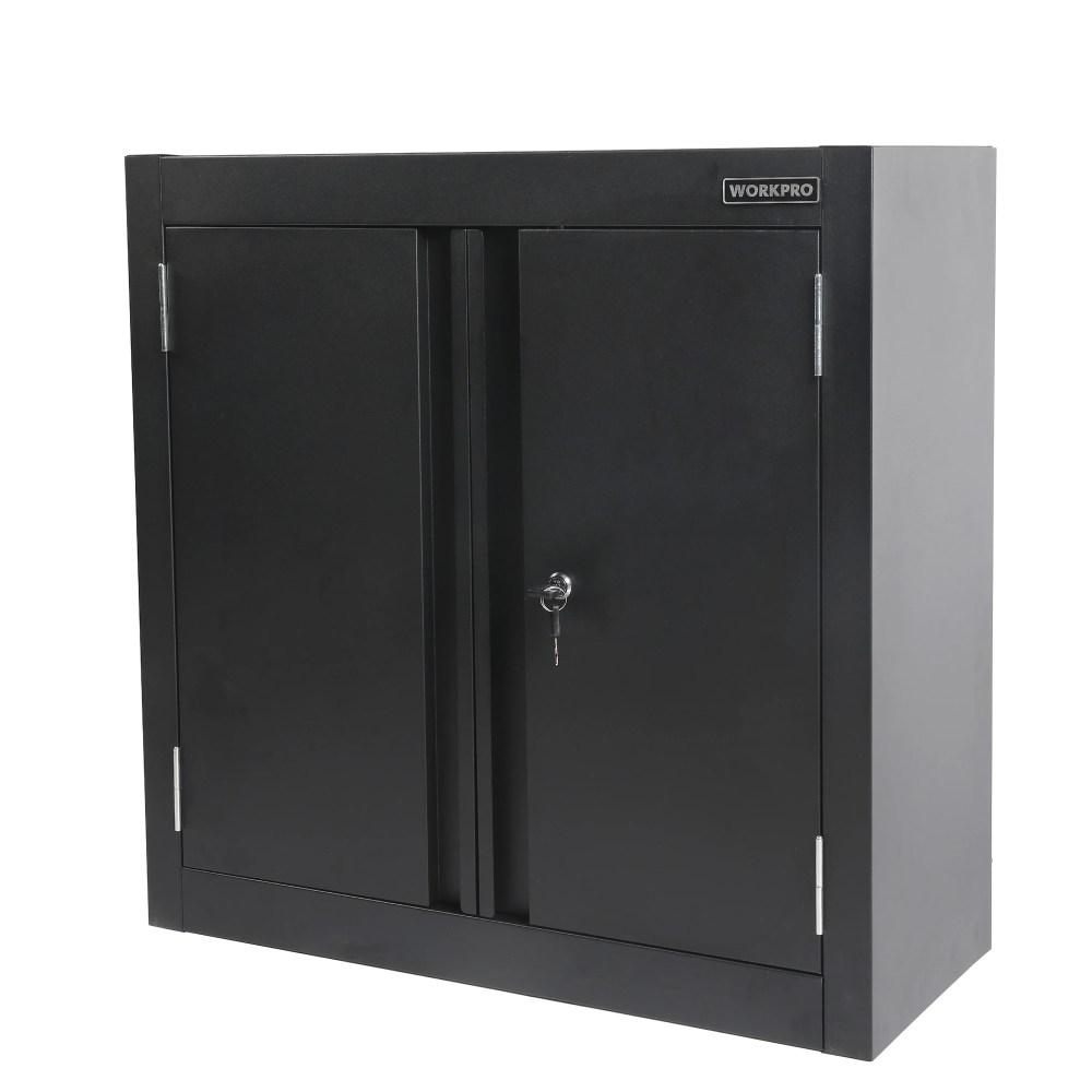 WORKPRO 28-Inch Wall Garage Storage Cabinet,Adjustable Shelf,Steel,Black