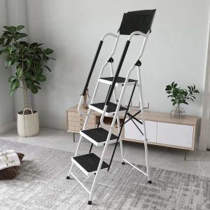 WHIFEA 4 Step Ladder Portable Folding Step Stool with Handgrip Anti-Slip,Wide Platform Steps,330 lbs Capacity
