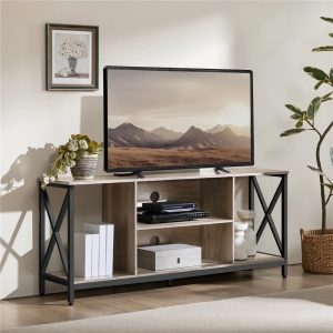 Yaheetech 55in TV Stand TV Console Table Cabinet with Storage for 65 inch TV,Distressed Gray