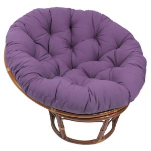 42-Inch Rattan Papasan Chair with Solid Twill Cushion -Grape