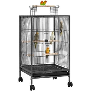 Alden Design 31"  H Wrought Iron Bird Cage with Rolling Stand