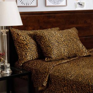 400 Thread Count 4 Piece Sheet Set Deep Pocket 10 Inch 100 Egyptian Cotton Color Leopard Print Size King