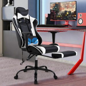 YRLLENSDAN Massage Gaming Chair Video Game with Footrest,Ergonomic Gamer Chair for Adults High Back Gaming Computer Chair with Arms Lumbar Support