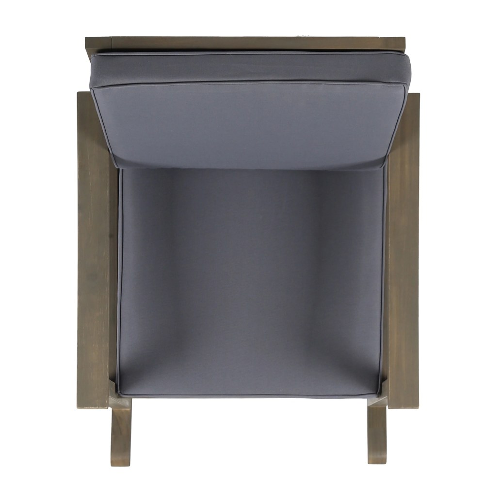 Outdoor Acacia Wood Rocking Chair with Cushion, Grey - Image 8