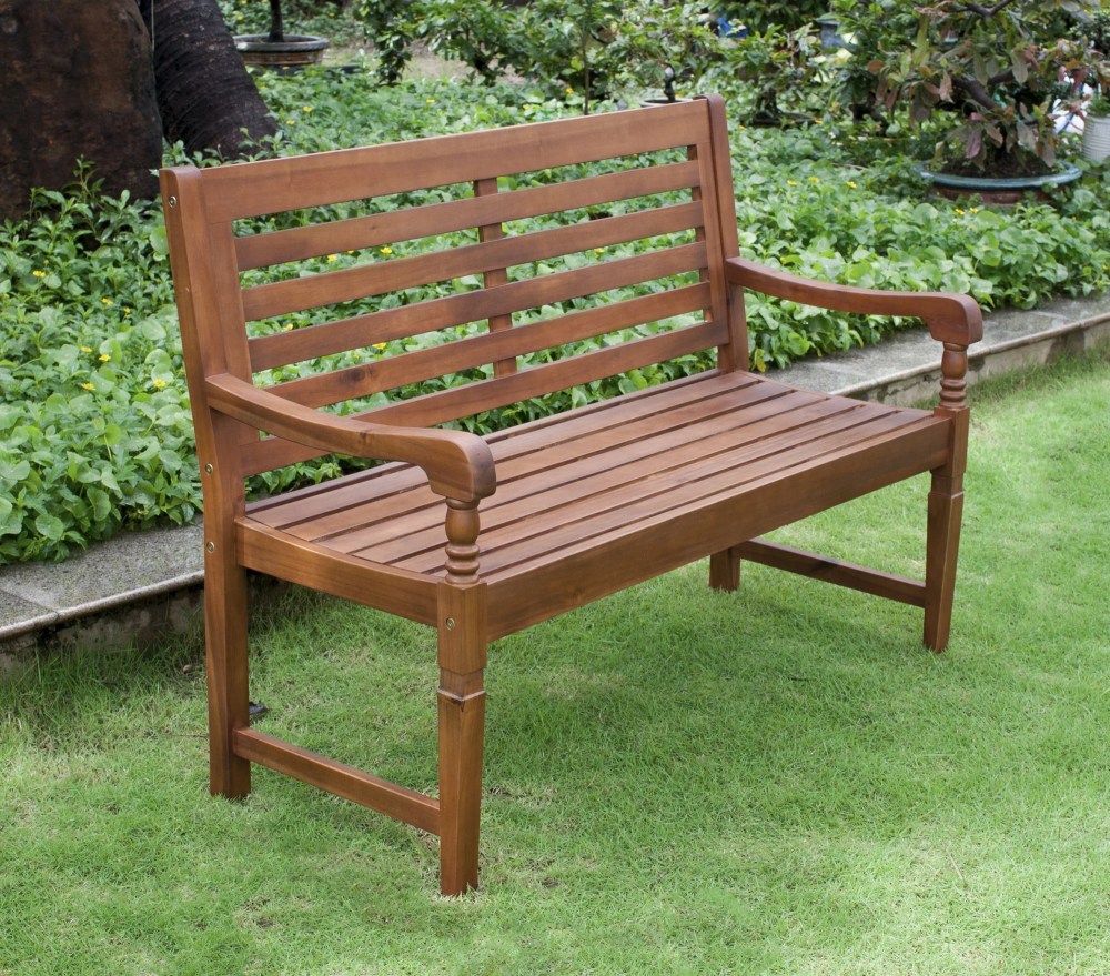 49" Brown Wooden Nantucket Garden Bench - Image 4