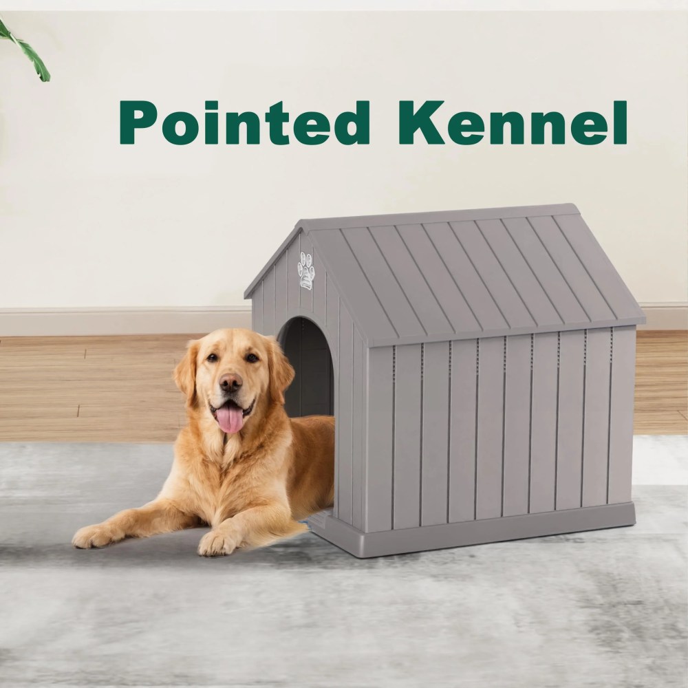 Indoor Outdoor Waterproof Dog House, PP Material, Puppy Shelter with Air Vents and Elevated Floor, Sturdy Dog Kennel for Small to Large Sized Dogs, Easy to Assemble (Blue, 38.6236.2638.07 Inches) - Image 2