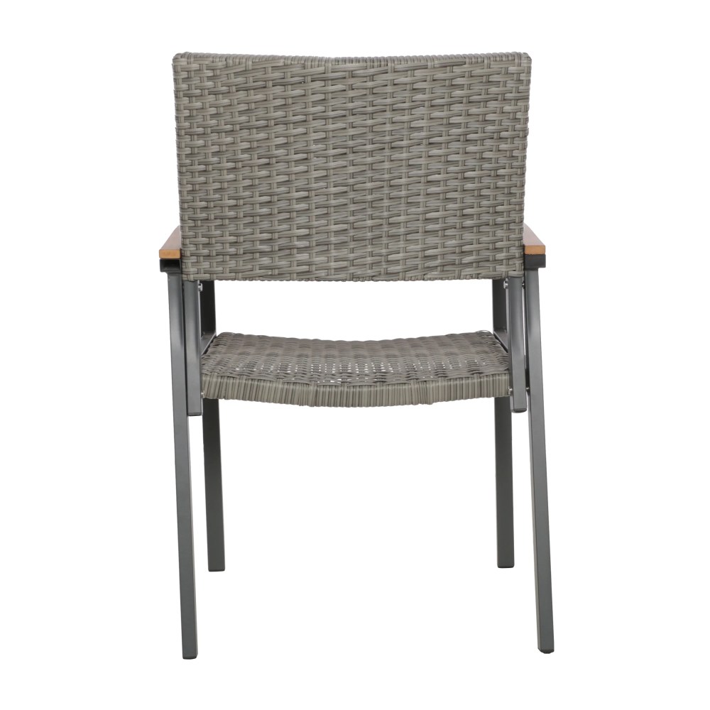 Noble House Luton Wicker Patio Dining Arm Chair in Gray (Set of 2) - Image 2