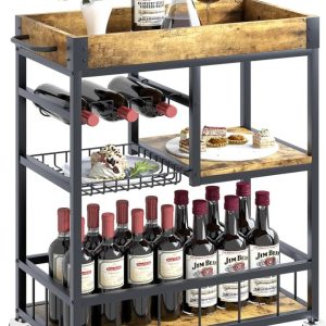 Aboxoo Vintage Style Kitchen Serving Cart with Basket