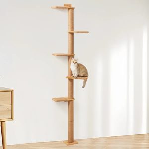 FUKUMARU Wall Cat Tree,  5-Tier Space-Saving Climbing Tower with Scratching Posts