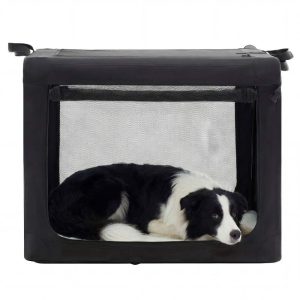 edx 36 Inch Portable Foldable Dog Crate for Medium Large Dog,  3-Door Soft Pet Airline Approved Crate with Storage Bag & Washable Pad,  Up To 70Lbs,  For Indoor Outdoor Dog/Cat/Pet Kennel Carrier,  Bl