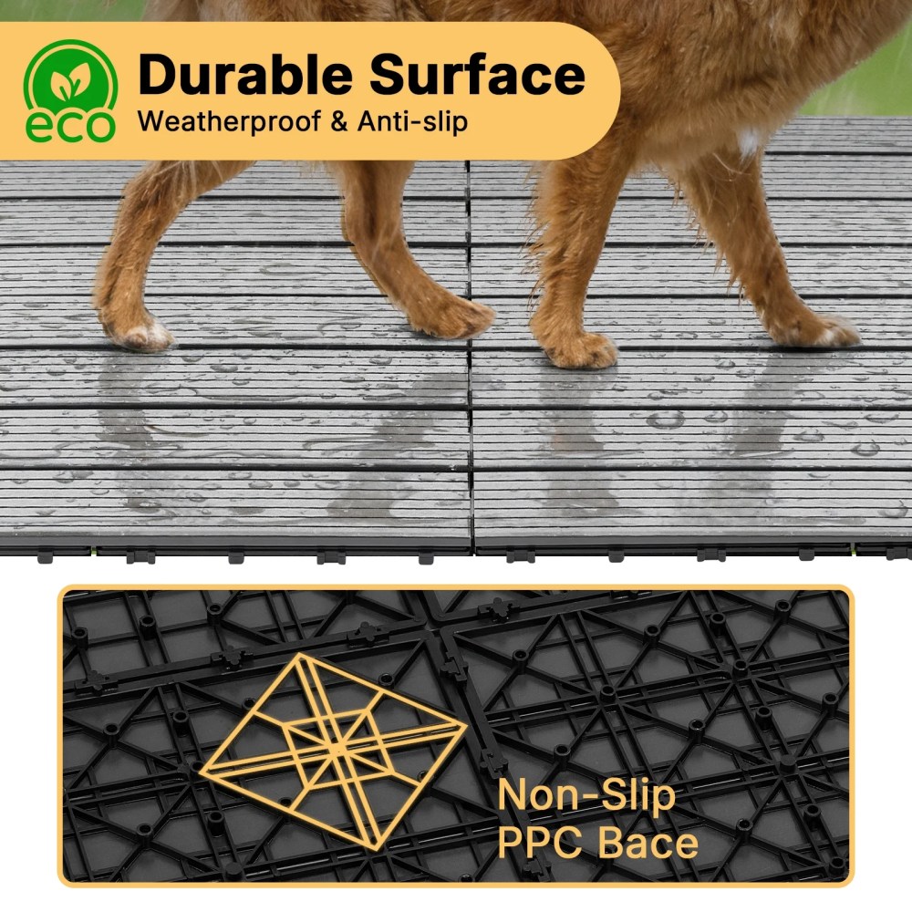 Veehoo Outdoor Flooring Decking for Dog Kennels, 4" x 2" Waterproof Dog Training Platform, Portable Deck for RV, Pet Enclosures, Grey (24 x 12 inches, 4PCS) - Image 6