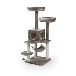 Prevue Pet Products Kitty Power Paws Plush Party Tower Gray,  52 inch Tall,  7310
