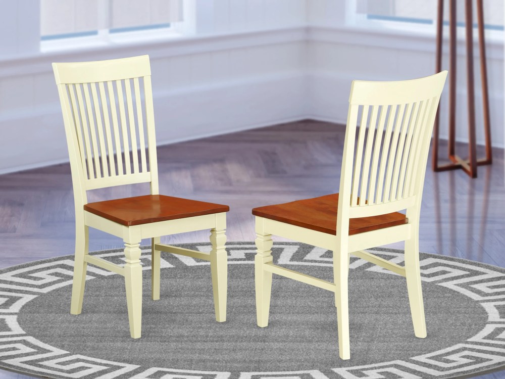 WEC-BMK-W Weston Dining Wood Seat Chair with Slatted Back in Black Finish - Set of 2
