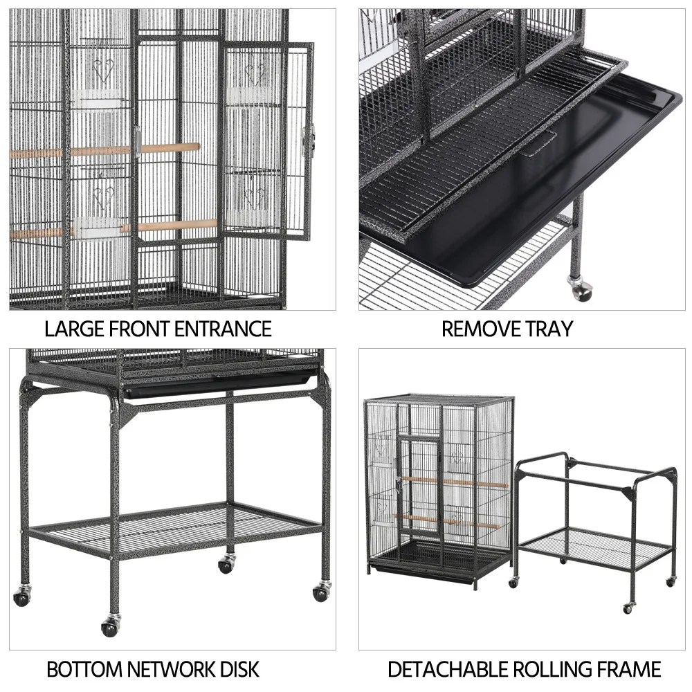 Alden Design 54"H Metal Pet Cage with Detachable Stand for Small Animal , Black - Image 4