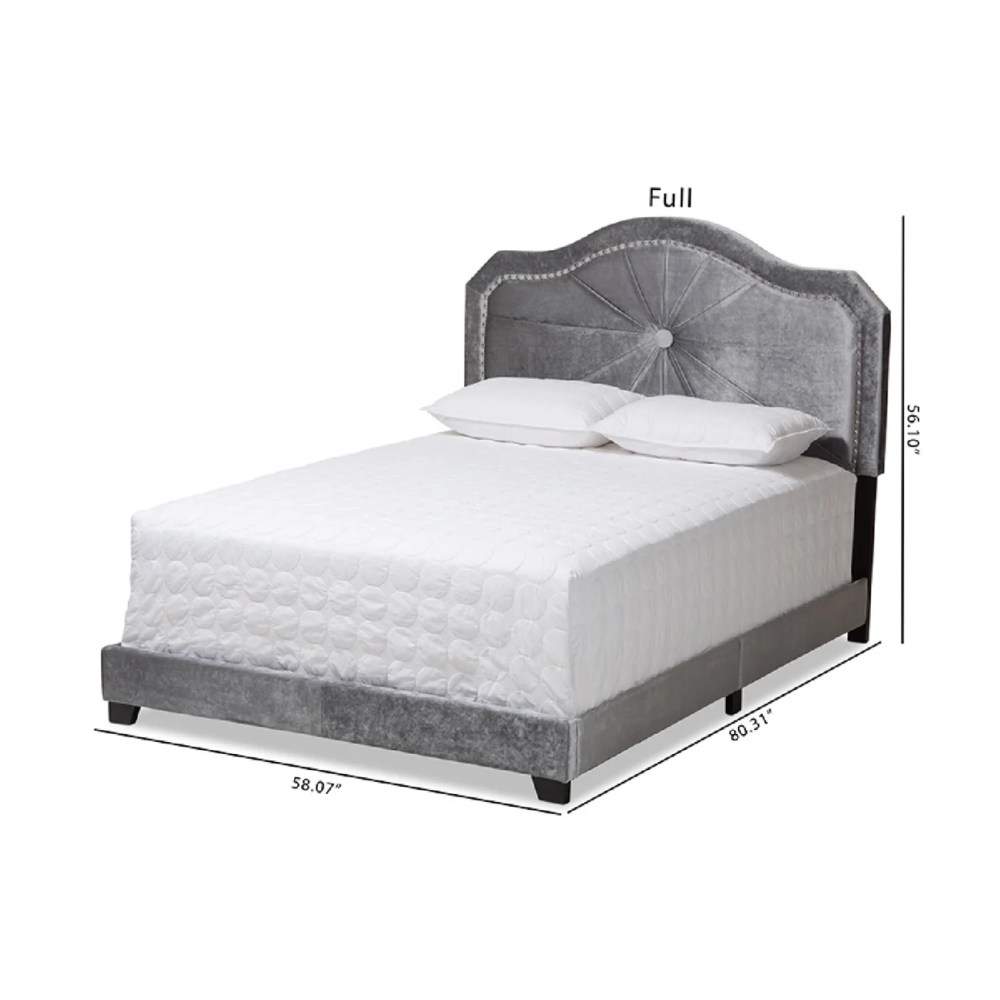 Baxton Studio Embla Modern and Contemporary Grey Velvet Fabric Upholstered Queen Size Bed - Image 4