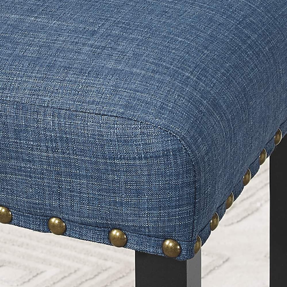 Roundhill Furniture Biony Blue Fabric Dining Chairs with Nailhead Trim, Set of 2 - Image 7