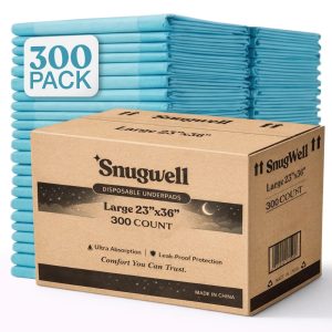 Snugwell Human-Grade Blue XXL Underpads,  300 Count,  23" x 36"
