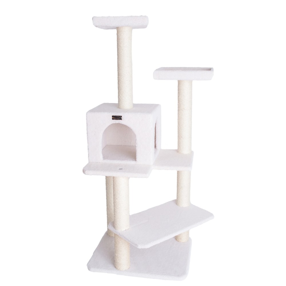 Armarkat Real Wood Cat Tree & Condo Scratching Post Tower, Ivory, 57" Ivory - Image 4