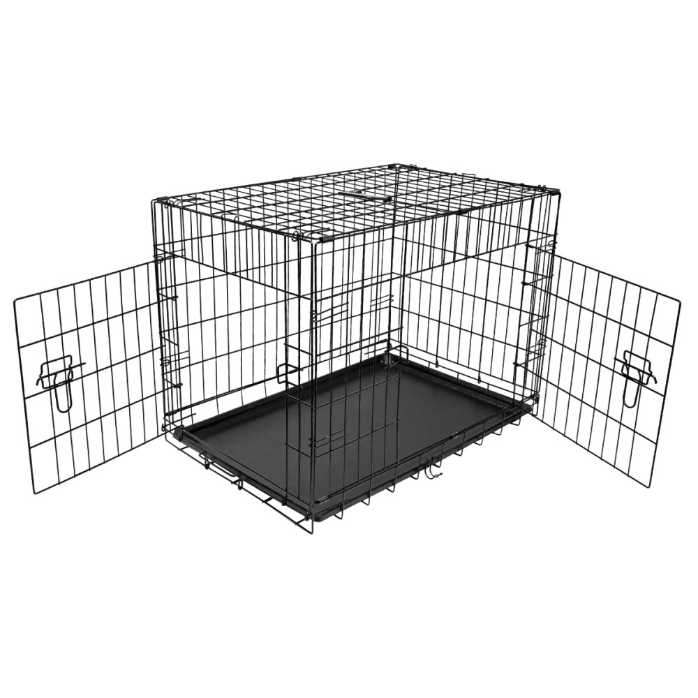 Geniqua Intermediate Black 36" 2-Dr Folding Pet Crate Cage Dog Cat Kennel Pen ABS Tray - Image 8
