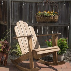 Linon Outdoor Acacia Wood Adirondack Rocking Chair, Acorn Brown Stain