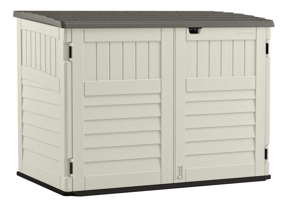 Suncast 70 cu. ft. Stow Away All-Weather Resin Horizontal Outdoor Storage Shed, Vanilla