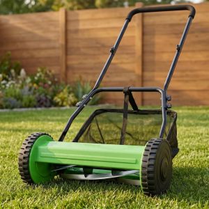 Zateety 14-Inch 5-Blade Push Reel Lawn Mower with Grass Catcher,GREEN COLOR
