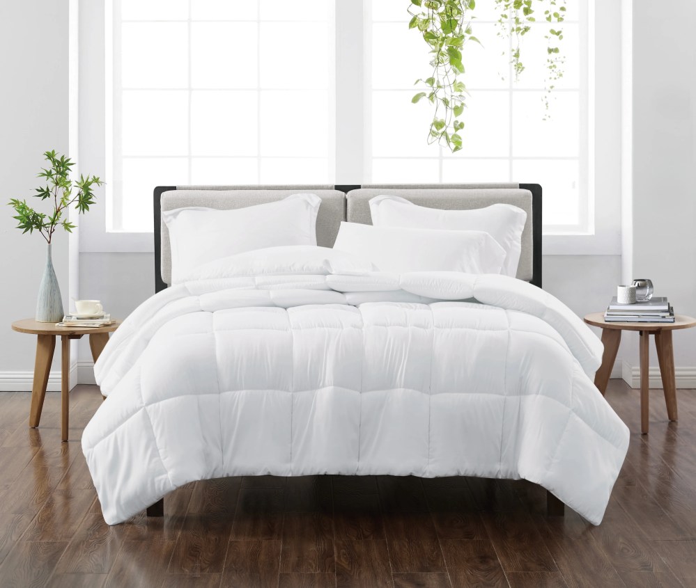 Cannon Heritage 100 Microfiber Polyester White 2-Piece Twin Comforter Set, Solid Casual themed, Adult Bedding, OEKO-TEX Certified