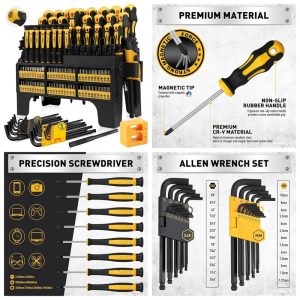140-Piece Magnetic Screwdriver Set with Plastic Racking,Includes SAE & Metric Hex Keys,Precision Screwdriver and Magnetizer Demagnetizer DIY Tools for Men Tools Gift