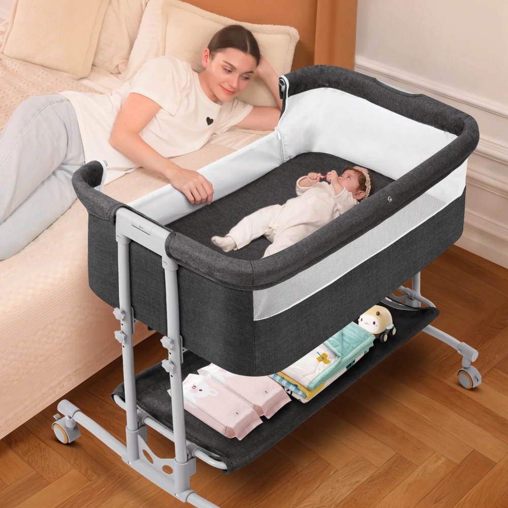 Babyeap Baby Bassinet Bedside Sleeper Bassinet for 0" 5 Months Infants, Unisex, Dark Gray