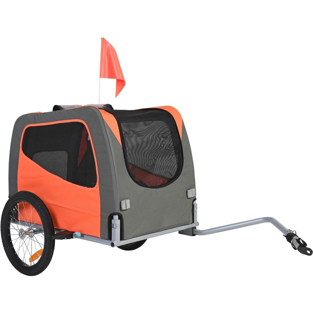 KFFKFF Pet Bicycle Trailer for Dogs and Cats Water-Resistant Steel, Gray Orange - Image 4