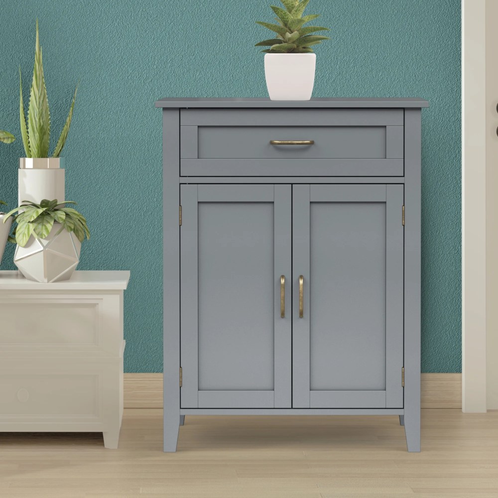 Teamson Home Mercer Freestanding Two-Door Floor Storage Accent Cabinet with Top Drawer, Gray - Image 10