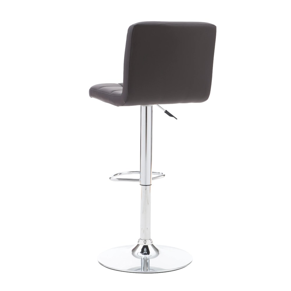 Powell Sherman 24-32" Indoor Adjustable Metal Swivel Bar Stool, Chrome/Brown Faux Leather - Image 13
