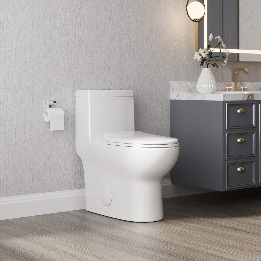 DeerValley Dual Flush Elongated 0.8/1.28GPF Water Efficient One-Piece Standard-Size Toilet (Seat Included) - Image 4