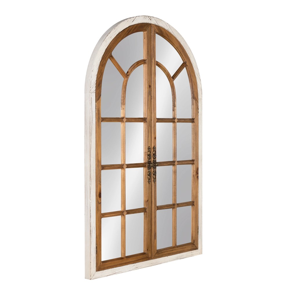 Kate and Laurel Boldmere Large Traditional Wood Windowpane Arch Mirror, 2844, Rustic Brown and White - Image 7
