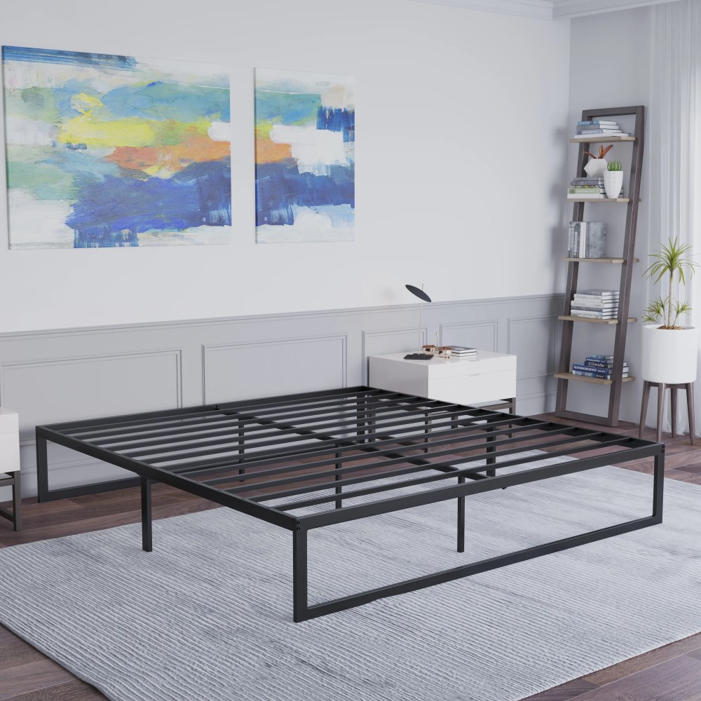 Flash Furniture Modern Steel Platform Bed Frame, Black, King - Image 9