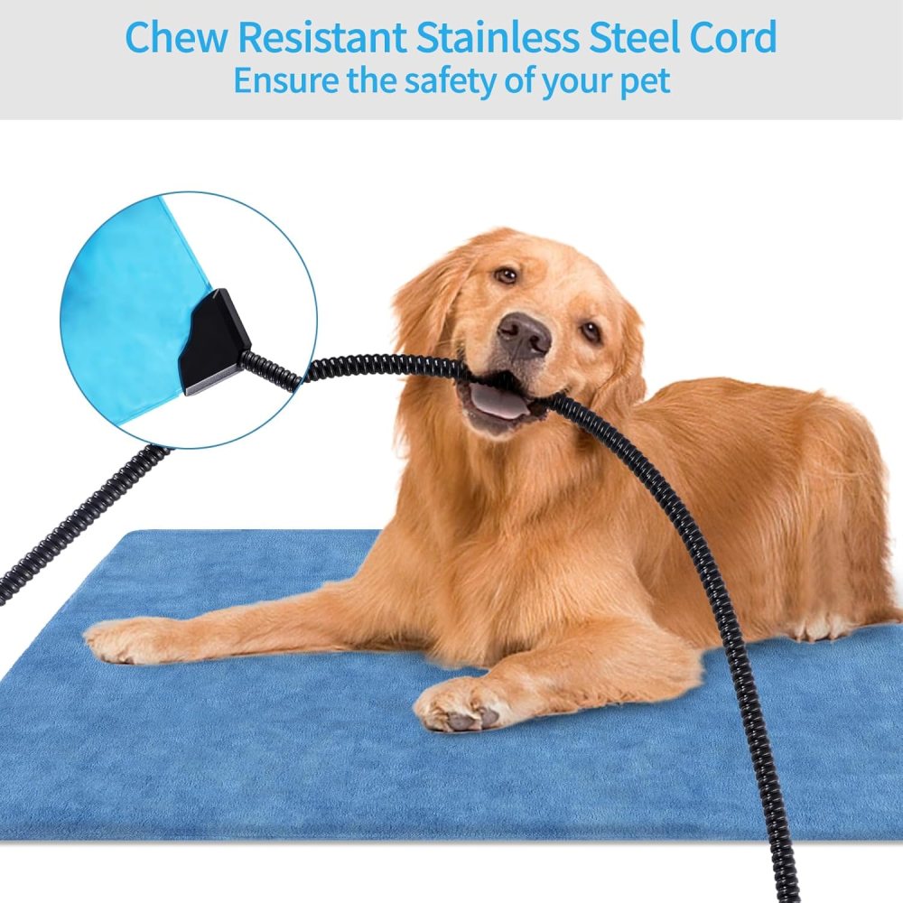 Pet Heating Pad for Dogs, Indoor Outdoor Waterproof Electric Heated Pad Mat for Cats with Chew Resistant Cord, 5 Timer and 6 Level Temperature Pet Bed Warmer-15.727.5 - Image 2