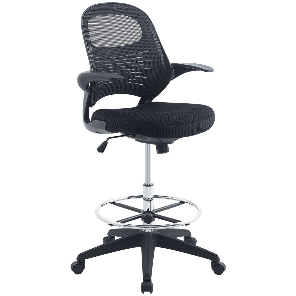 Modway Advance Drafting Chair with Mesh Back and Armrests in Black - Image 3