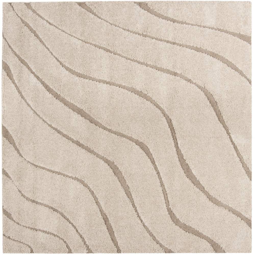 SAFAVIEH Florida Tabitha Geometric Waves Shag Area Rug, Cream/Beige, 6'7" x 6'7" Square - Image 7