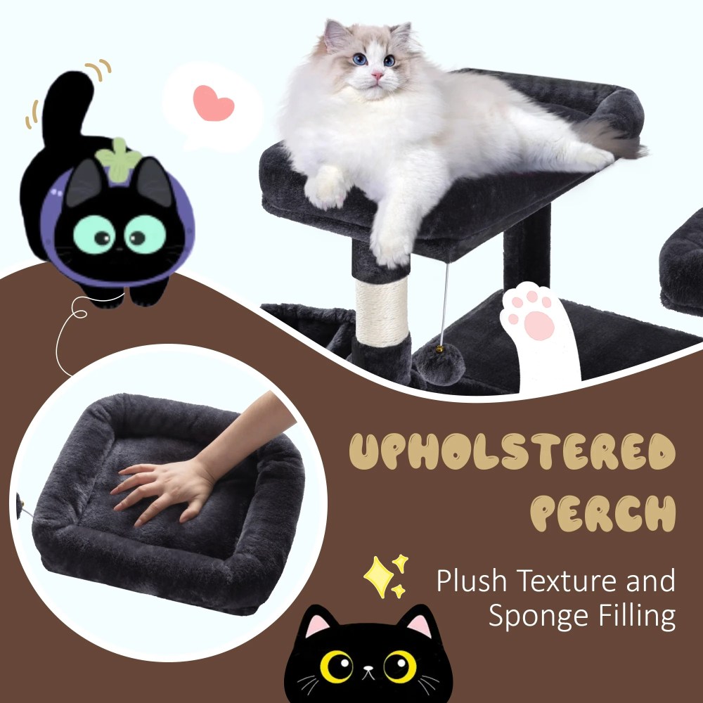 Amolife 81" Large Cat Tree Tower for Large Cats with Cat Condo Hammock, 2 Scratching Ramps, 6 Scratching Posts, Blue - Image 5