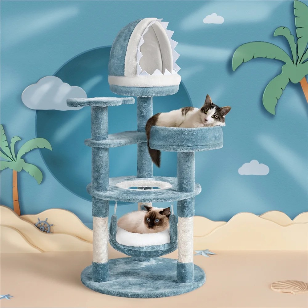 Alden Design 45.5" H Ocean-themed Cat Tree Multi-Level Cat Climbing Tree Cat Tower - Image 2