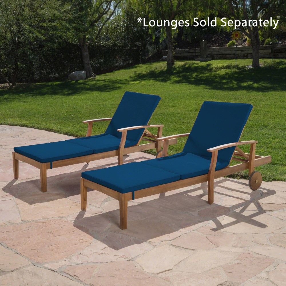 Lilyana Outdoor Water Resistant Chaise Lounge Cushion, Set of 2, Blue