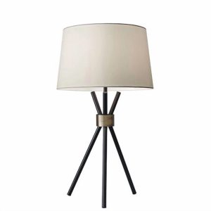 Adesso Benson Table Lamp,Black with antique brass accent