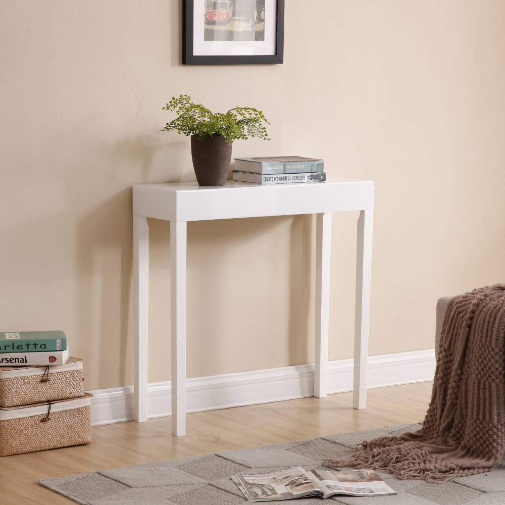 AC Pacific Amy Wood Console Table,White