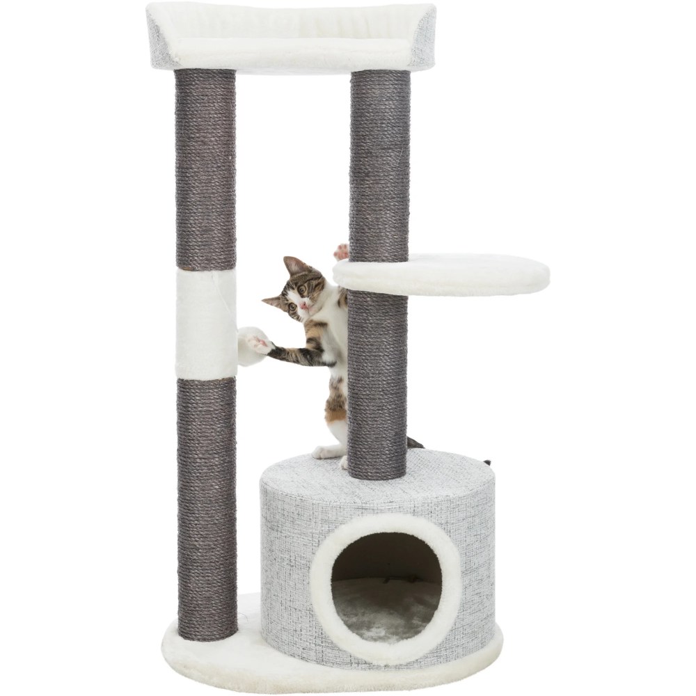 TRIXIE Pilar Plush & Sisal 3-Level 39.4" Cat Tower, Scratching Posts, Condo, Cat Toy, Gray - Image 2