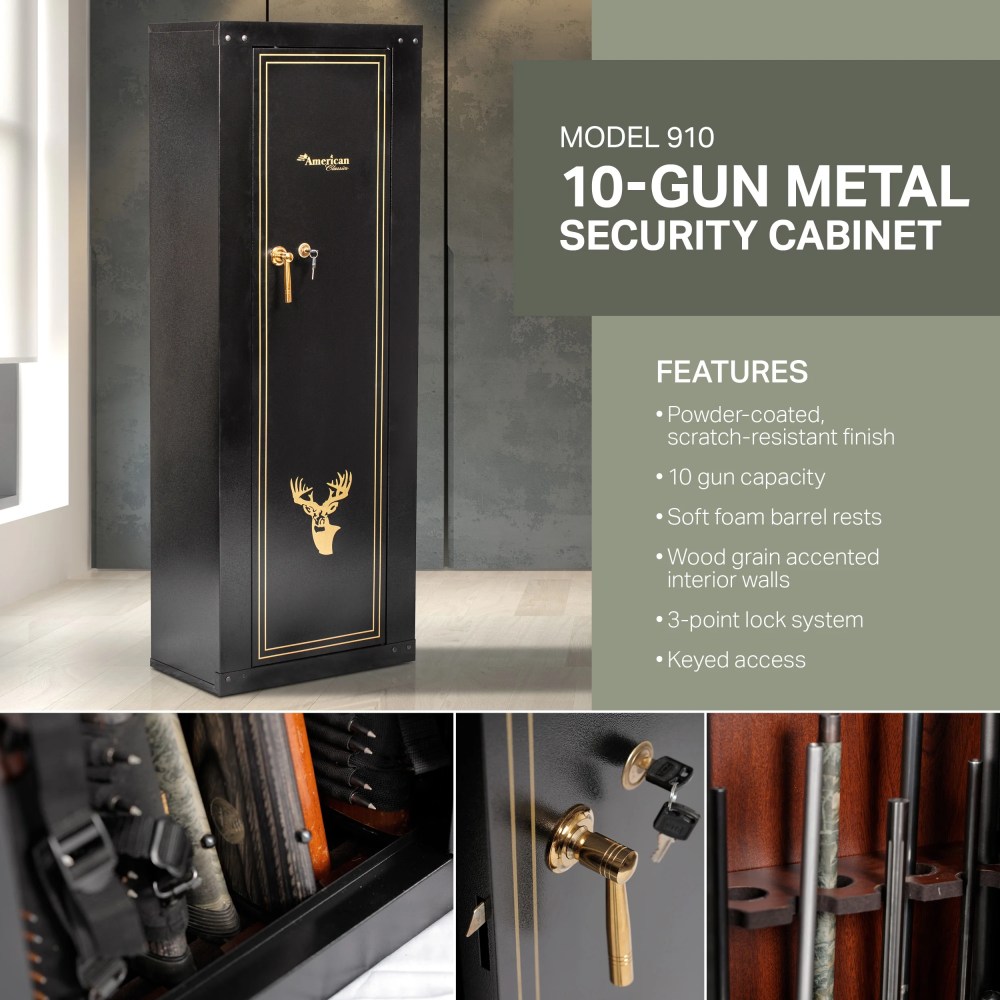 American Furniture Classics Model 910, 10 Gun Safes Metal Cabinet for Long Guns with Key Lock - Image 5