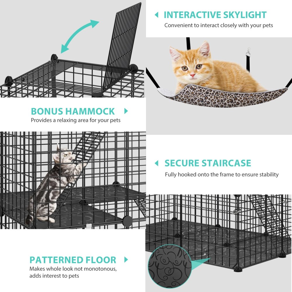 ZENY 4-Tier Indoor Outdoor Pet Enclosure with Hammock Large Metal Wire Playpen Kennel - Image 9