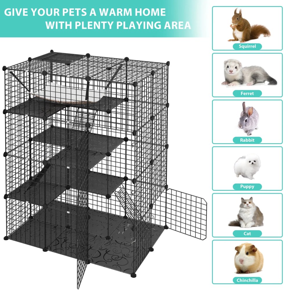 ZENY 4-Tier Indoor Outdoor Pet Enclosure with Hammock Large Metal Wire Playpen Kennel - Image 6
