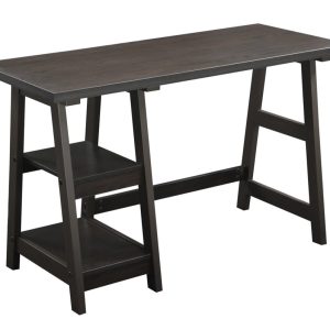 Convenience Concepts Designs2Go 29.25" Tall Trestle Desk with Shelves, Espresso