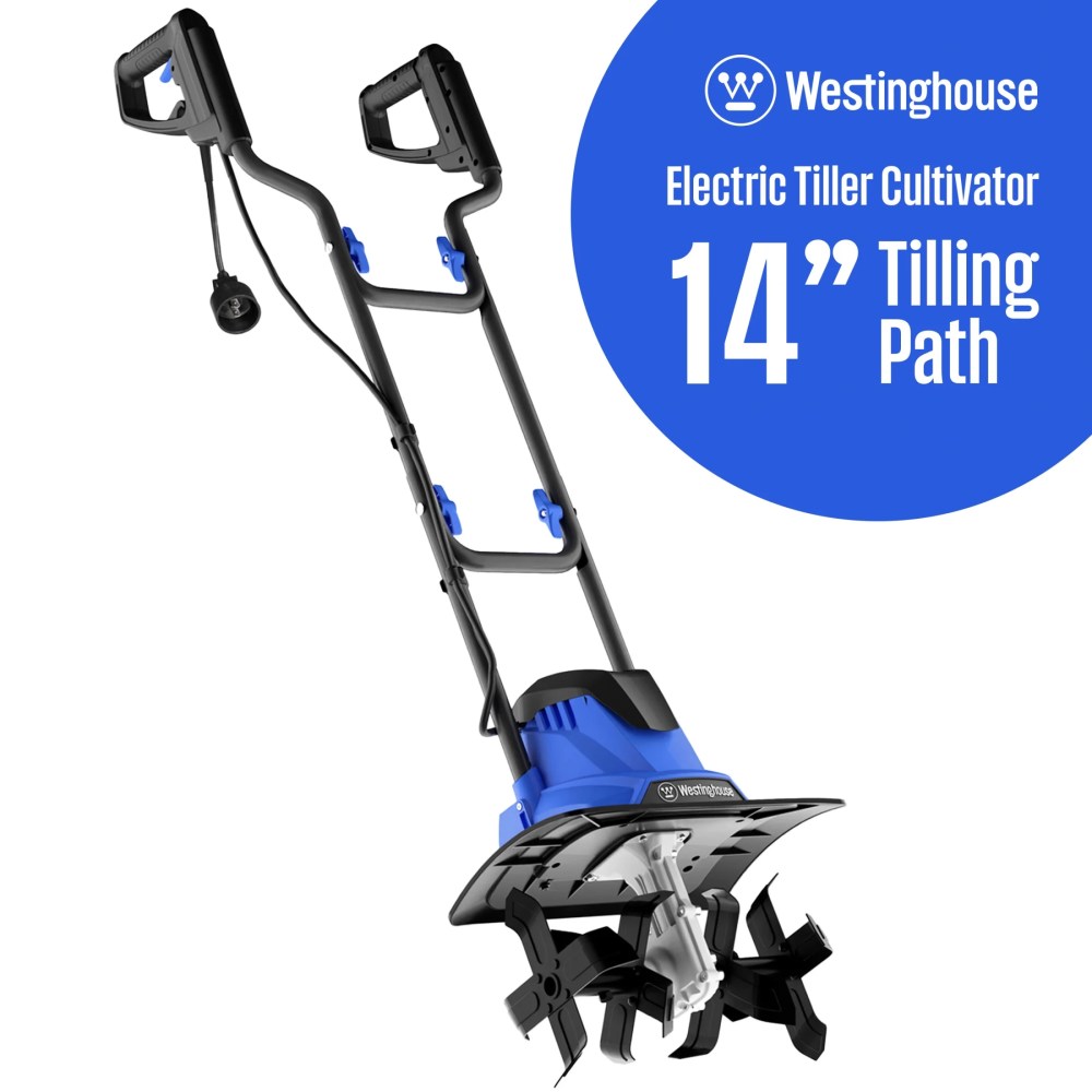 Westinghouse W14TCAC 14-Inch,10 Amp Corded Electric Tiller Cultivator for Gardening,with 4 Steel Blades