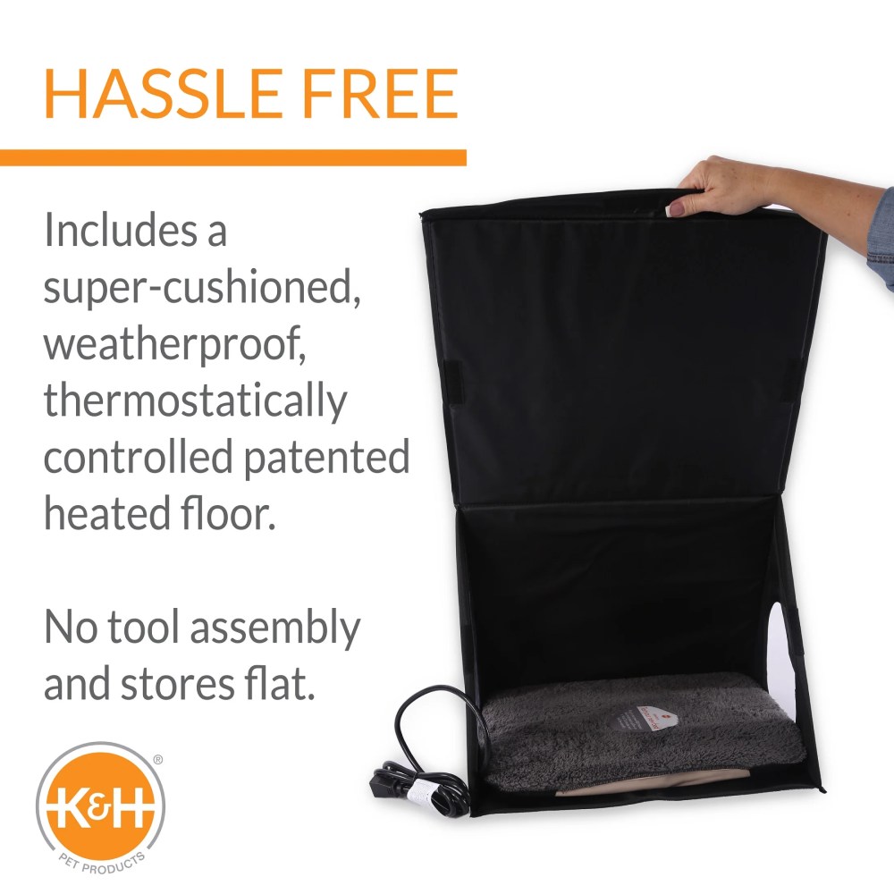 K&H Pet Products Heated A-Frame Indoor/Outdoor Shelter Gray/Black 18 X 14 Inches 20 Watts - Image 4